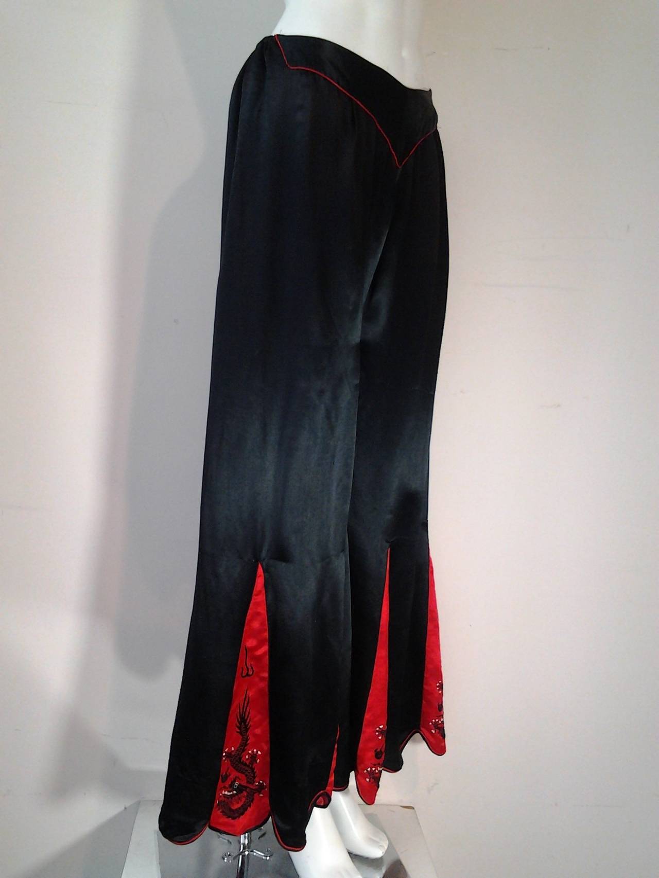 Women's 1930s Red and Black Silk 
