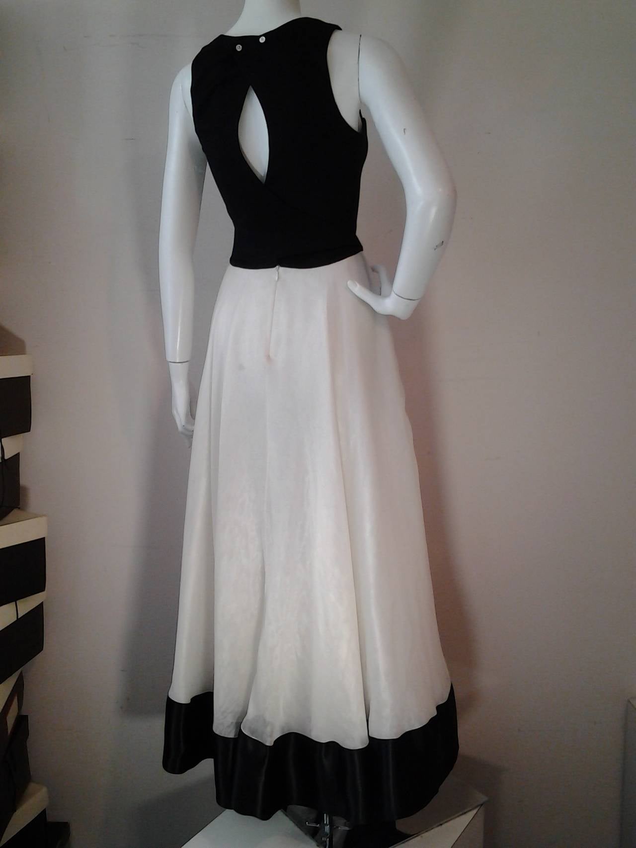 Gray 1990s Geoffrey Beene Black and White Organza and Jersey Gown