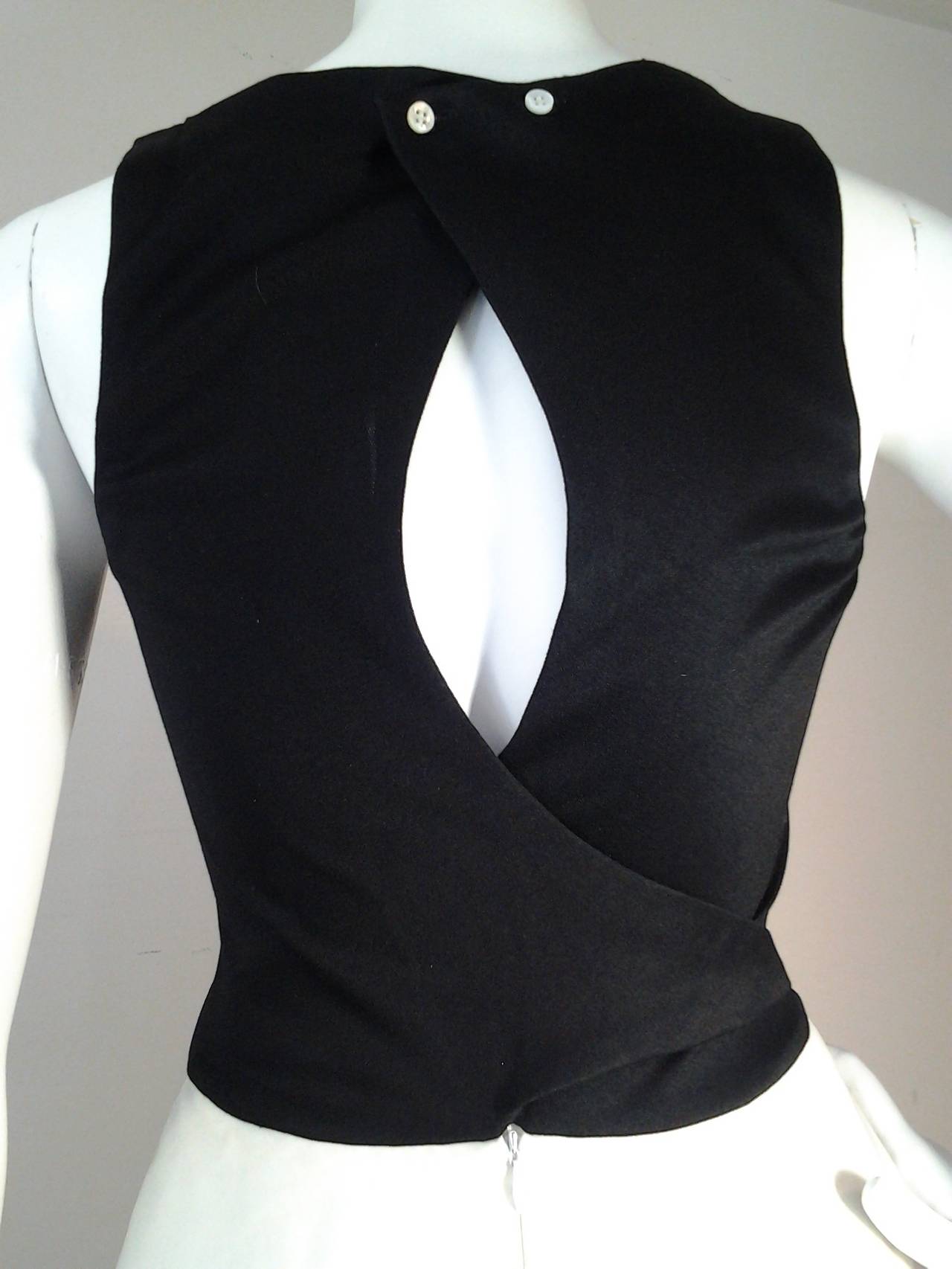 1990s Geoffrey Beene Black and White Organza and Jersey Gown 2