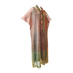 1970s Giorgio Sant Angelo Ombre Lurex Caftan with Matching Knotted Fringe Belt.