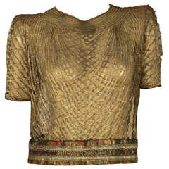 1920s French Art Deco Lame Evening Blouse