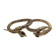 Vintage 1970s Unmarked Whiting and Davis Mesh Snake Bracelet Set