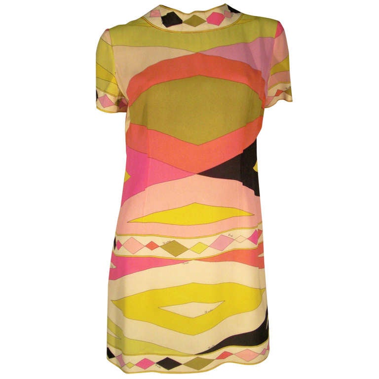 1960s Mod Emilio Pucci Silk Chiffon Mini Dress