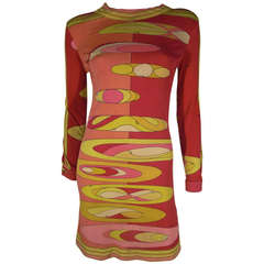 1960s Emilio Pucci Silk Jersey Mod Printed Mini