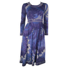 1960s Italian Silk Jersey Bessi Print Dress