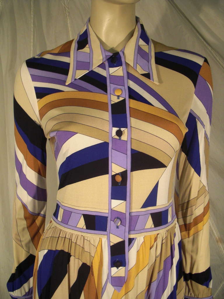 1970s Leonard Silk Jersey Print Shirt Dress 1