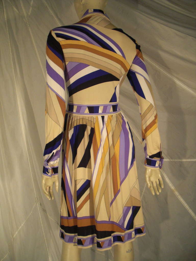 1970s Leonard Silk Jersey Print Shirt Dress In Excellent Condition In Gresham, OR