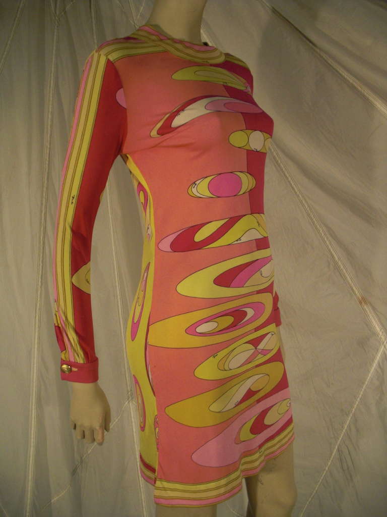 1960s Emilio Pucci Silk Jersey Mod Printed Mini