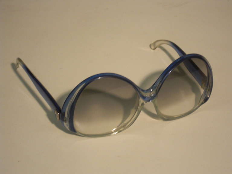 A chic pair of 1970s Loris Azzaro sunglasses in blues and greys.