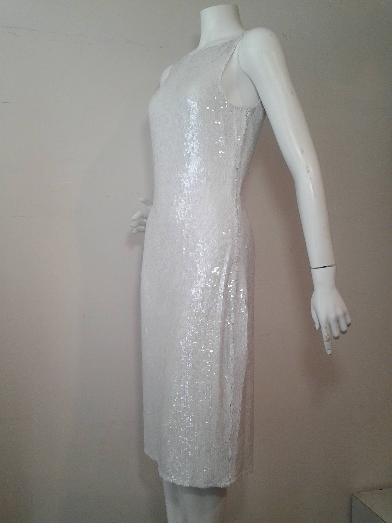 badgley mischka white sequin dress