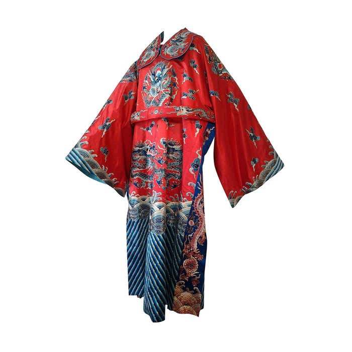 1940s Chinese Red Dragon Robe 3 Pieces For Sale at 1stDibs