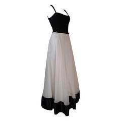 1990s Geoffrey Beene Black and White Organza and Jersey Gown