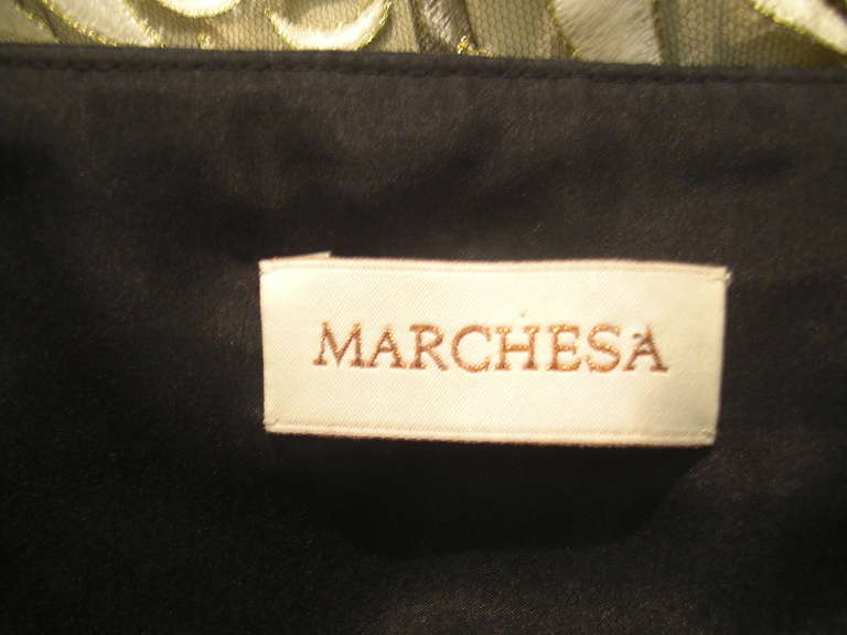 Marchesa Strapless Cocktail Dress with Lace and Satin Bow