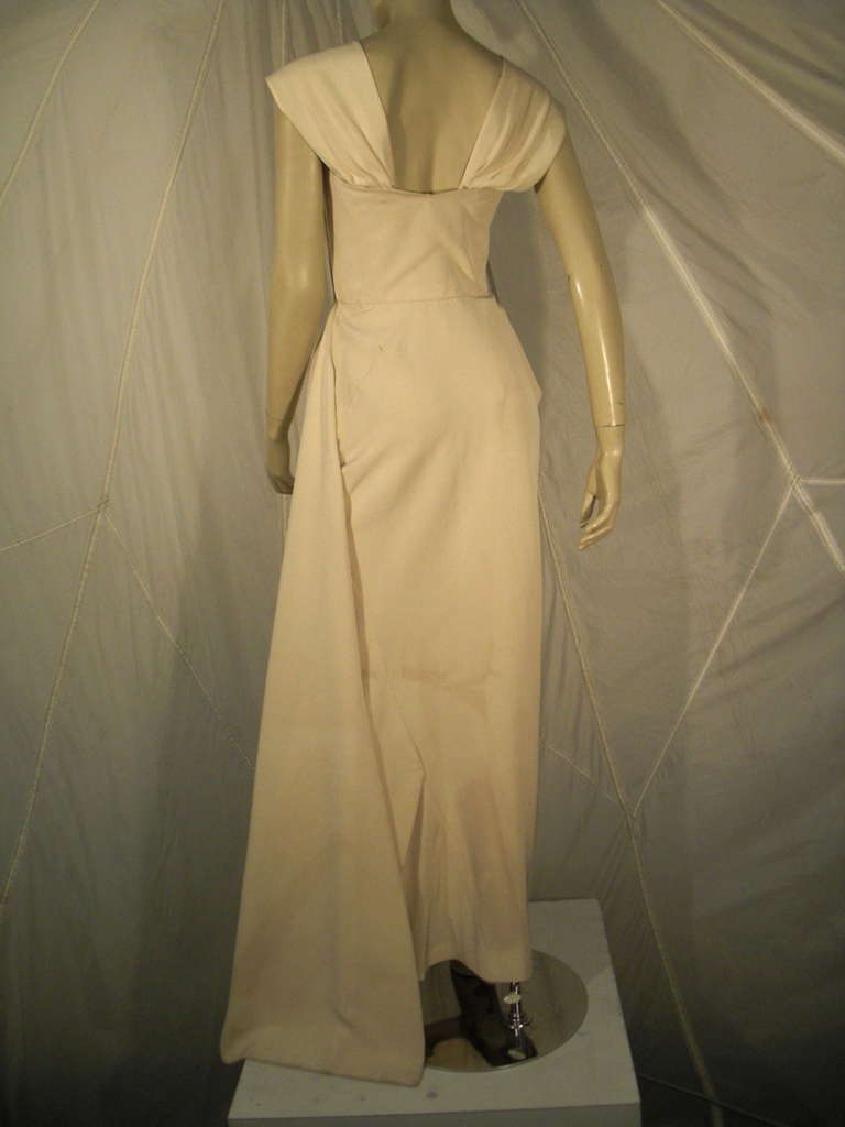 Women's 1950s Couture Silk Faille Draped Column Gown