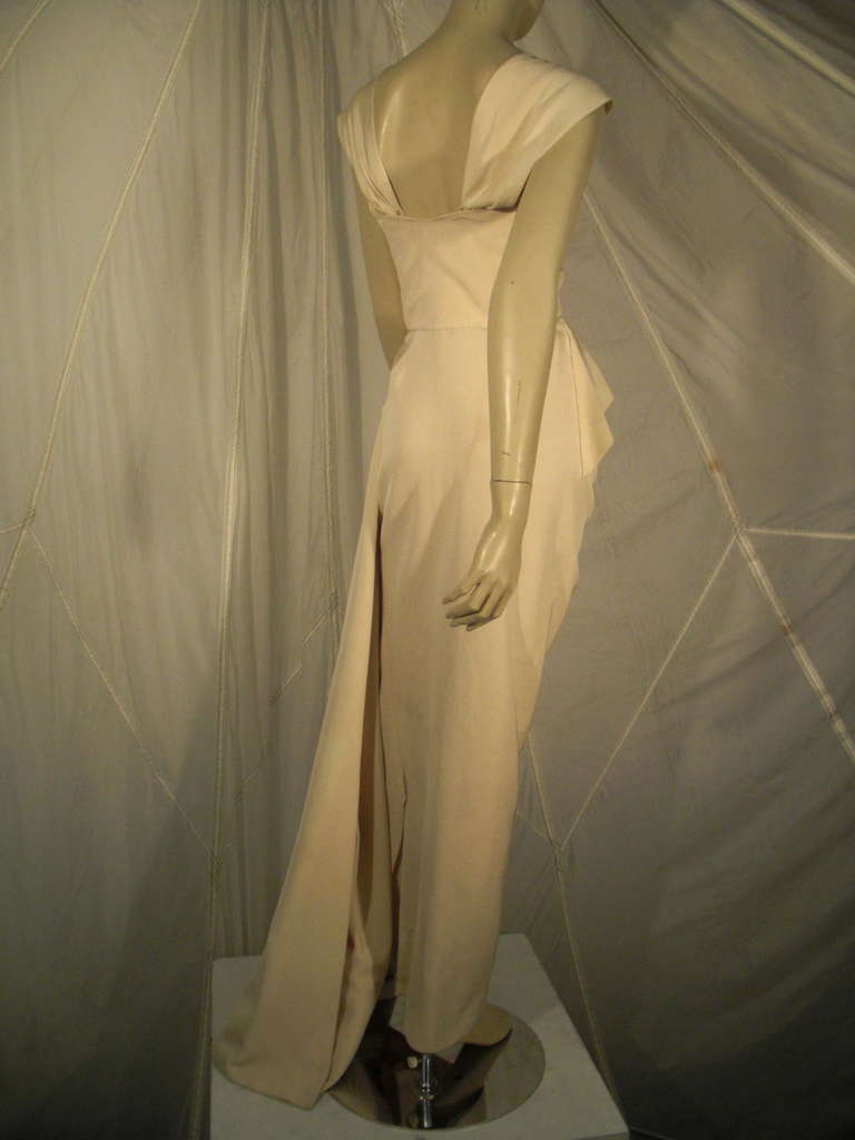 1950s Couture Silk Faille Draped Column Gown 1