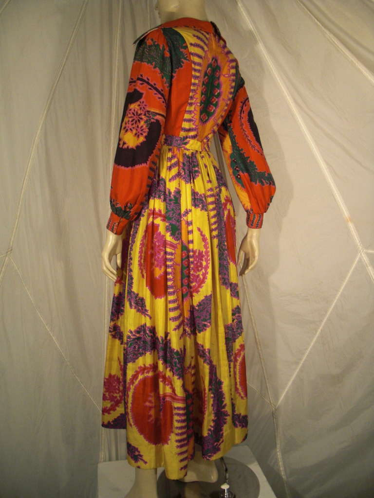 1970s Geoffrey Beene Psychedelic Tropical Print Maxi Dress 3