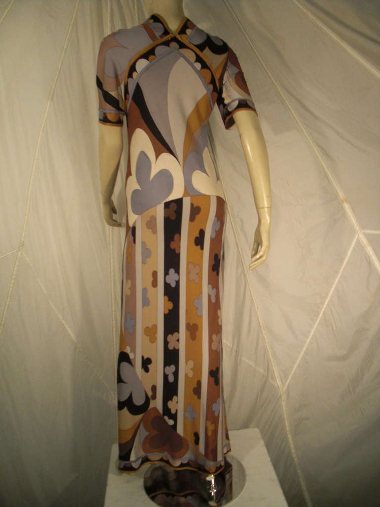 1960s Emilio Pucci Silk Jersey Print Gown 1