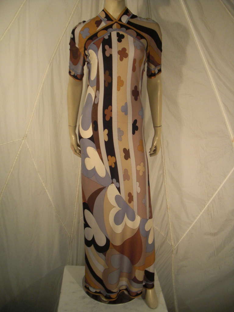 1960s Emilio Pucci Silk Jersey Print Gown 6