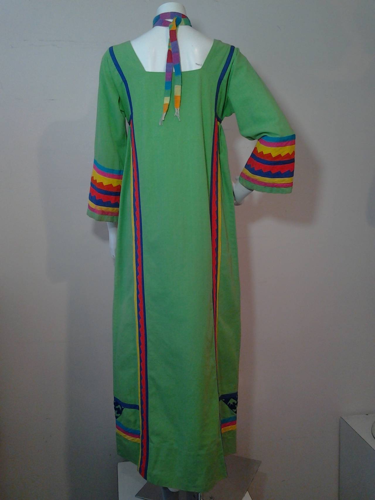 1970s Josefa Mexican Cotton Caftan with Tassel Streamers at 1stDibs ...