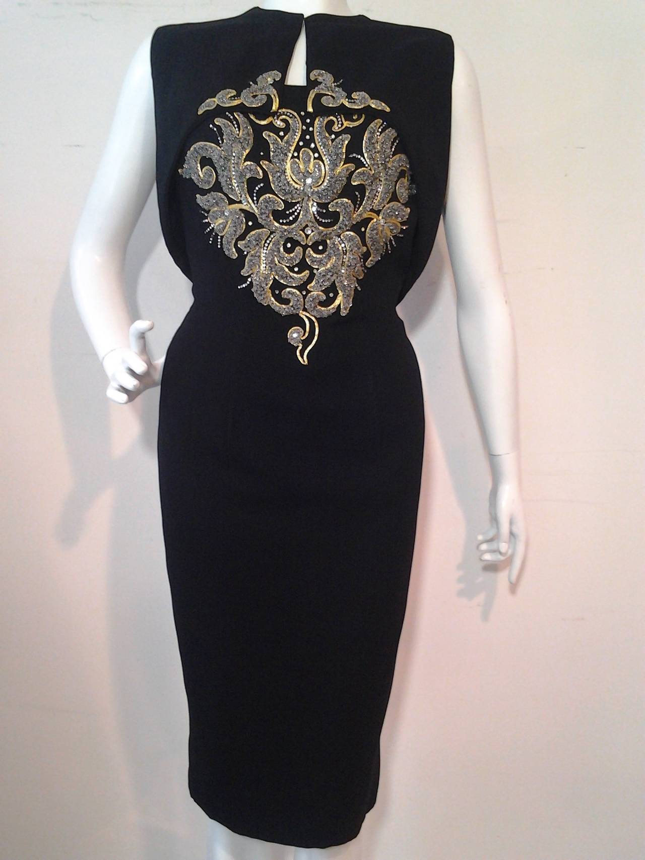 1950s Mr. Blackwell Exquisitely Beaded and Embroidered 2-Piece Cocktail Dress 1
