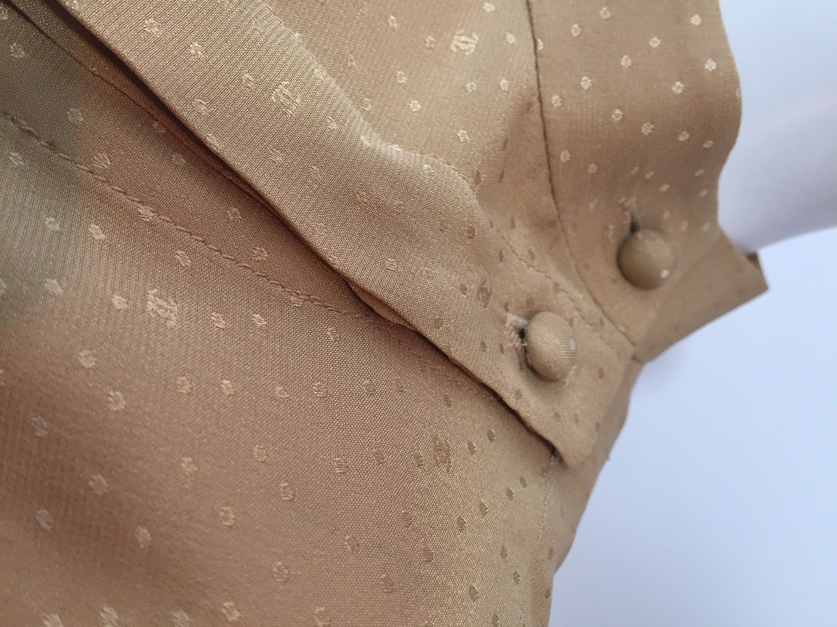 1980s Chanel Boutique Taupe Silk Blouse with 