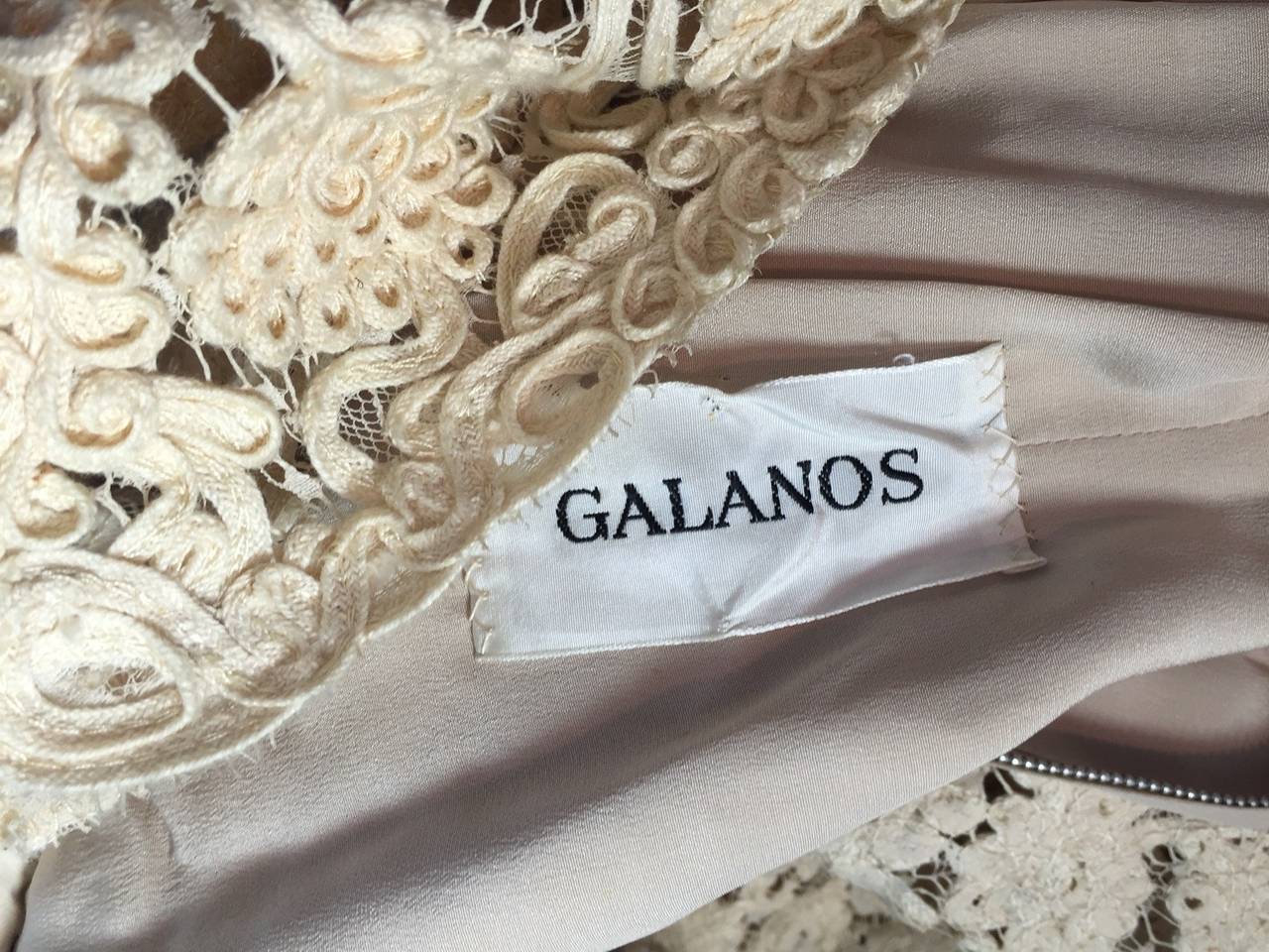 1960s James Galanos Cream Silk Ribbon Lace Cocktail or Wedding Dress 1