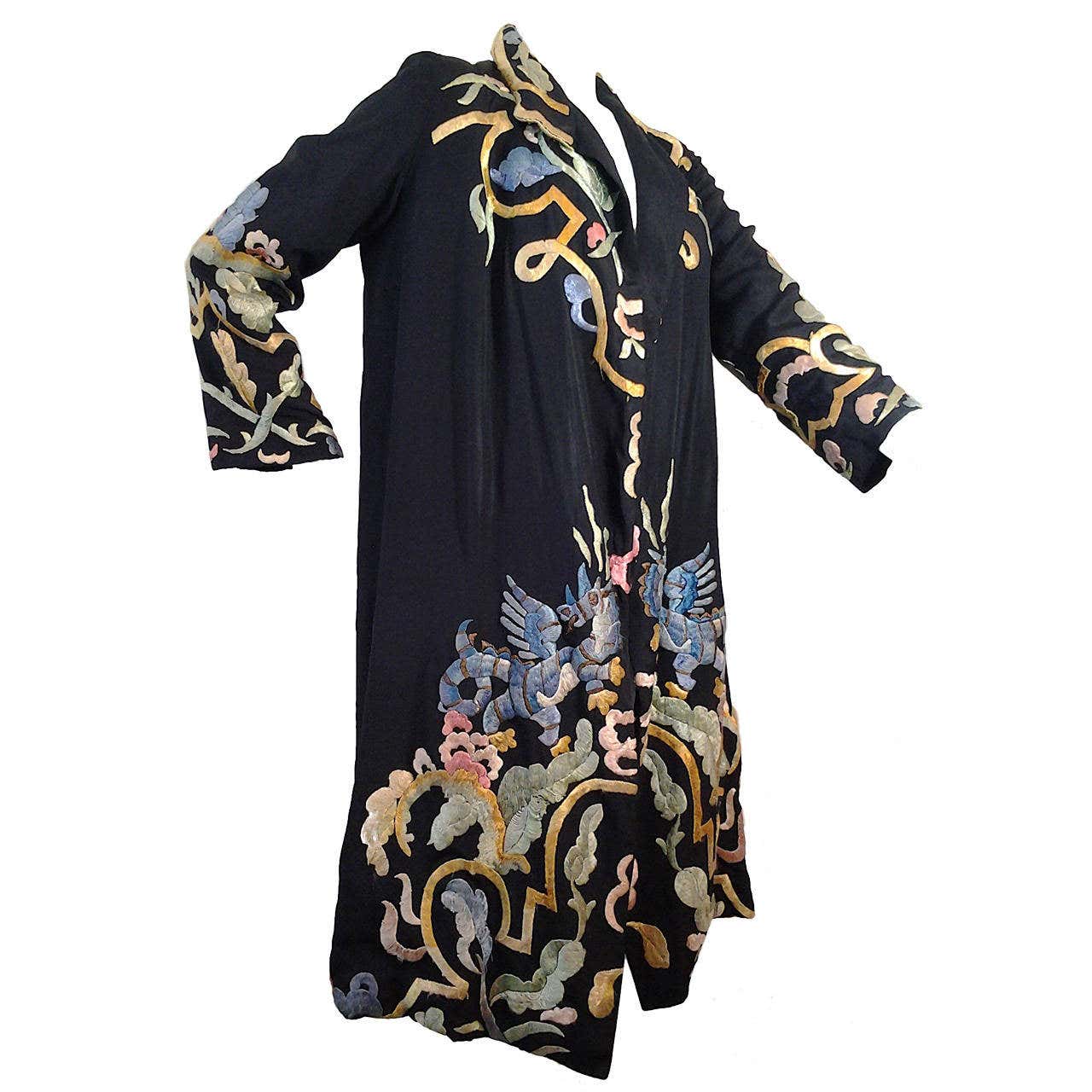 1920s Harrod's of London Chinese Style Dragon Embroidered Duster at ...