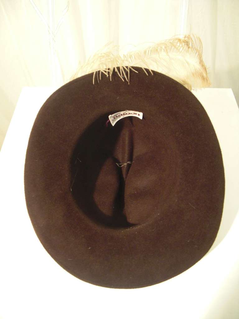 1970s Betmar Wide Brimmed Fedora w/ Ostrich Feather 3