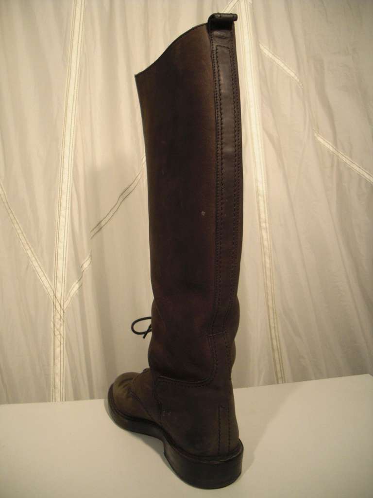 Chanel Distressed Leather Riding Boots In Excellent Condition In Gresham, OR