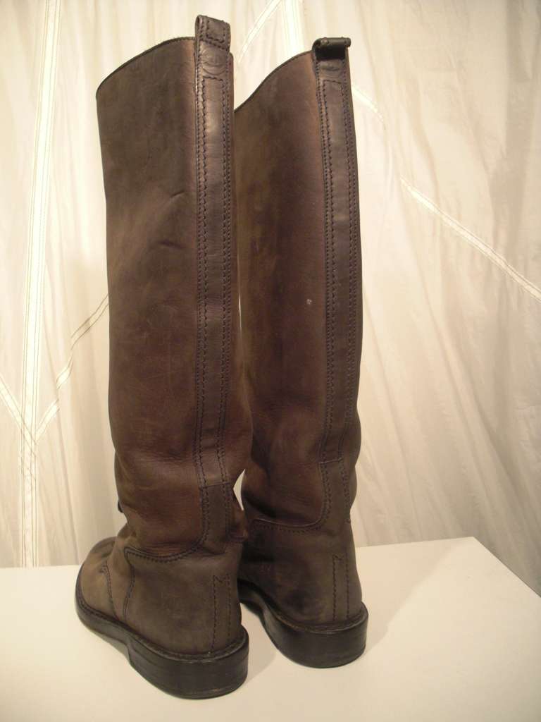 Chanel Distressed Leather Riding Boots 1