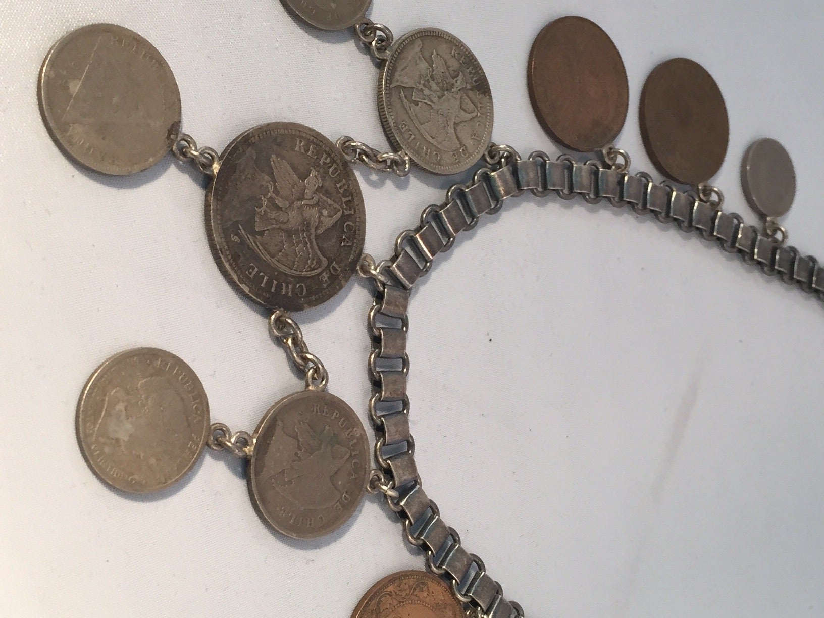 Women's or Men's 1930s Chilean Coin Bib Necklace