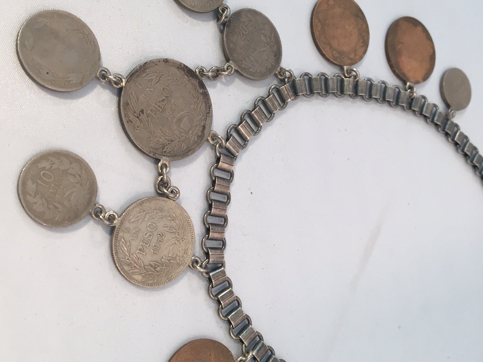 Arts and Crafts 1930s Chilean Coin Bib Necklace