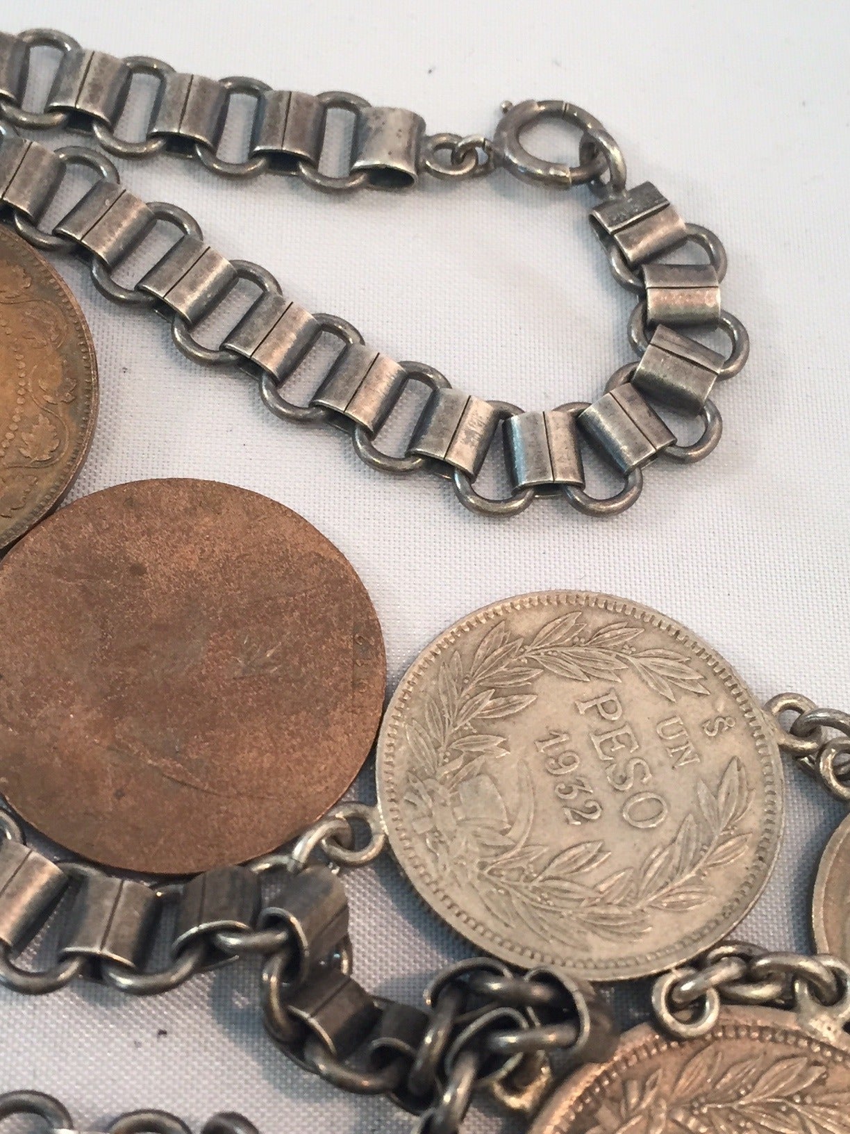 1930s Chilean Coin Bib Necklace In Excellent Condition In Gresham, OR