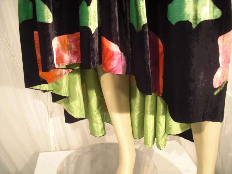 Women's 1920s Milgrim Floral Silk Velvet Dropped Waist Tea Dress