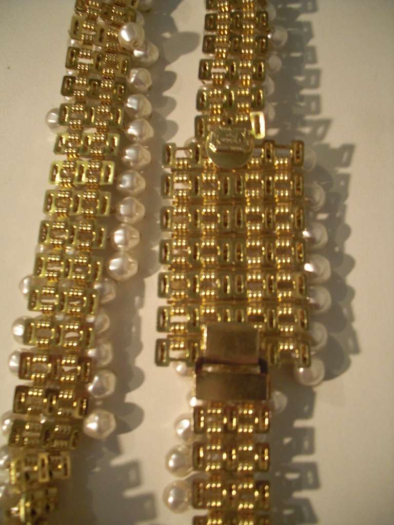 Women's 1980s Christian Dior Chain Link Belt w/ Faux Pearls