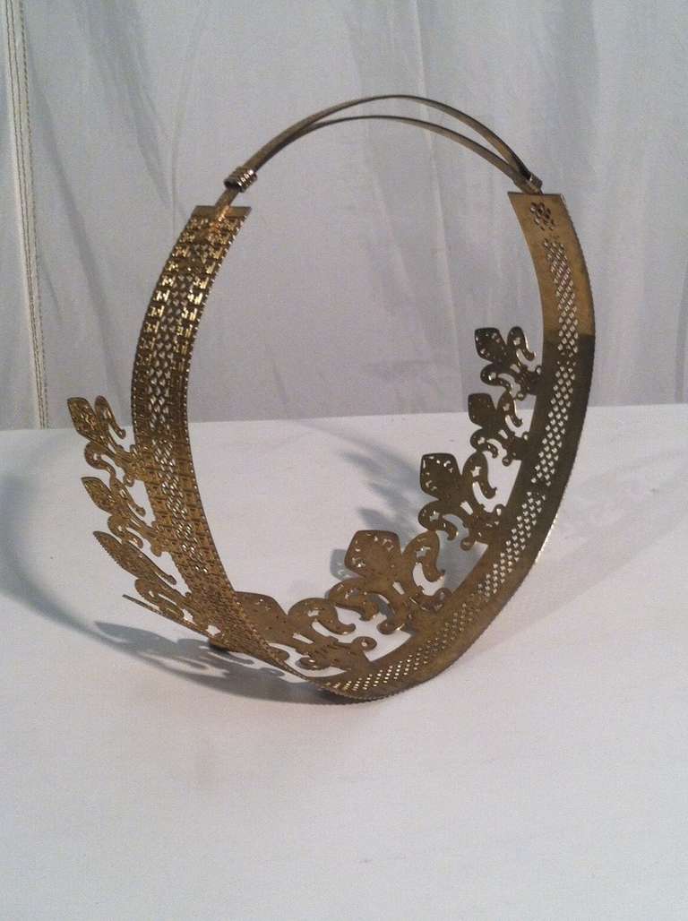 1940s 1950s Expandable Brass Fleur de Lis Costume Crown