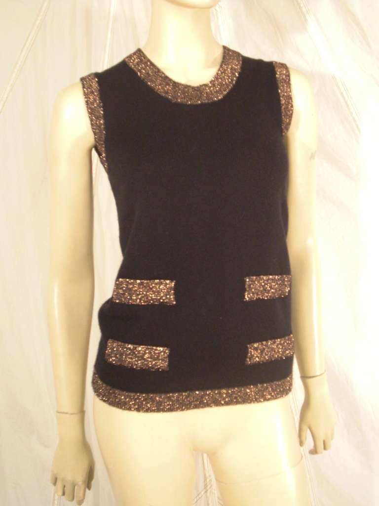 Chanel Black and Copper Lurex Trimmed Cashmere Twin Set 4
