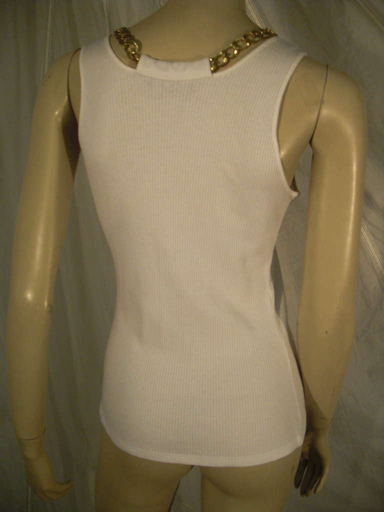 Circa 2002 Alexander McQueen Chain Link Ribbed Tank Top In Excellent Condition In Gresham, OR