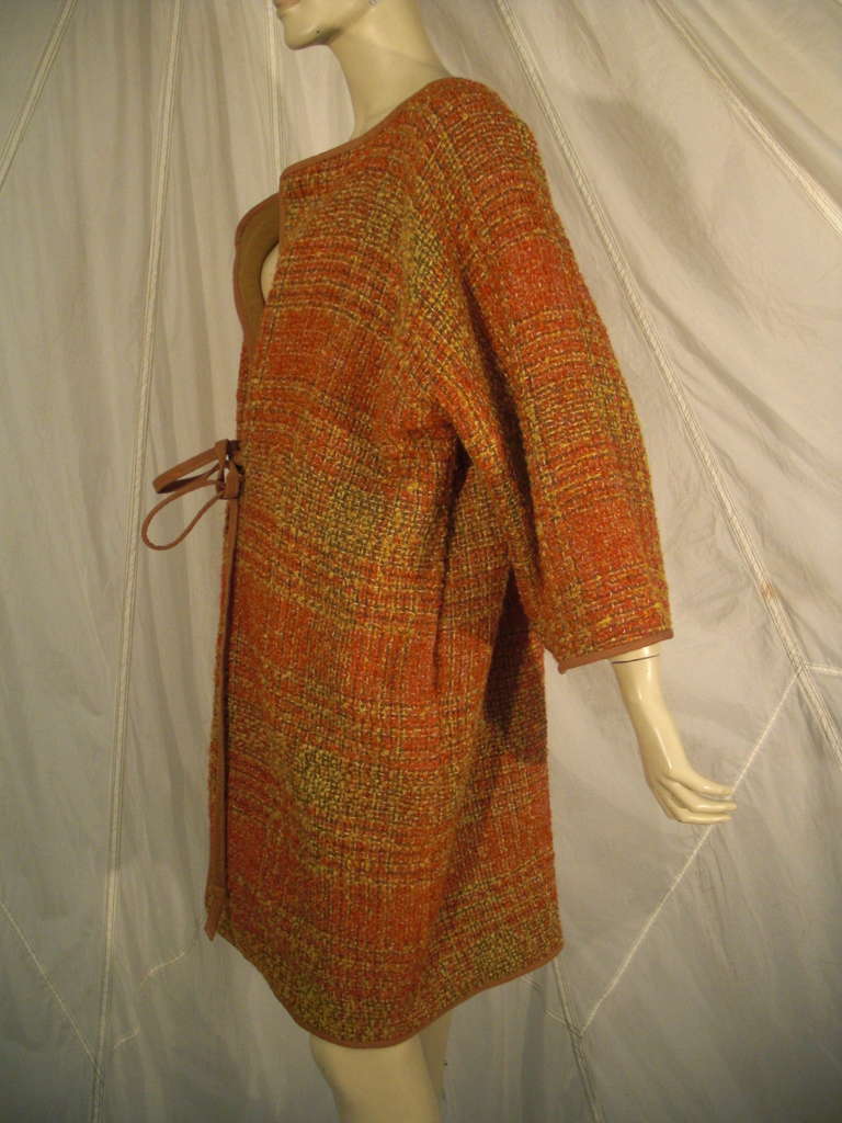 1960s Bonnie Cashin Coat with Suede Tie In Excellent Condition In Gresham, OR