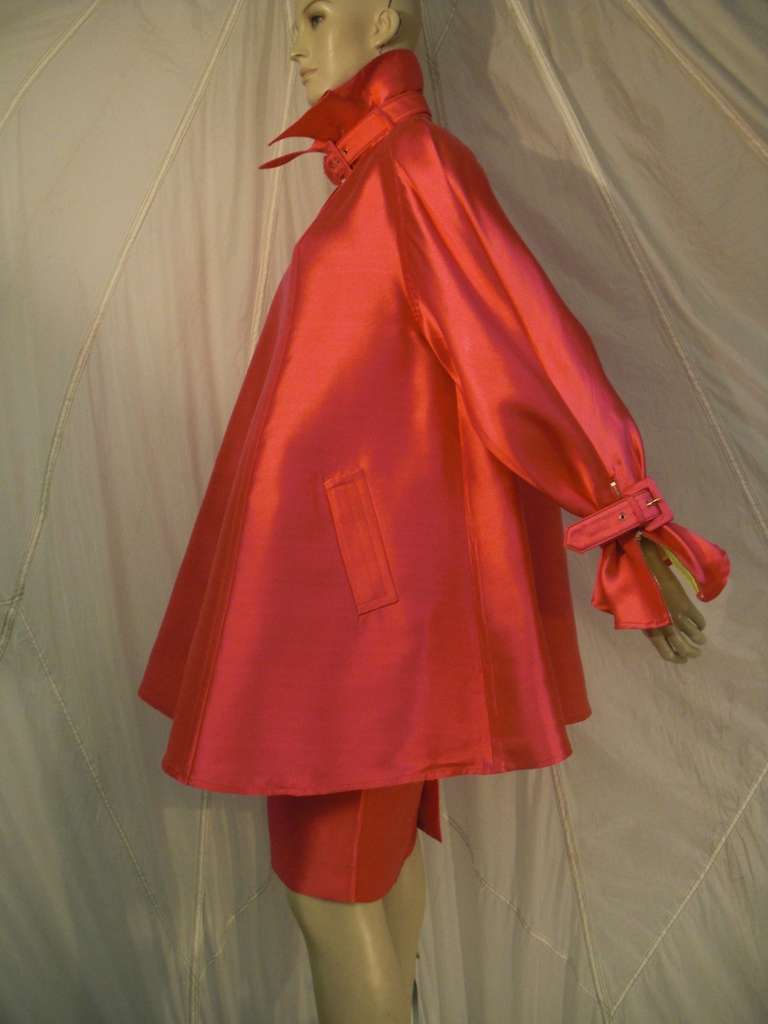 Gianfranco Ferre Hot Pink and Chartreuse Trapeze Jacket and Skirt Ensemble