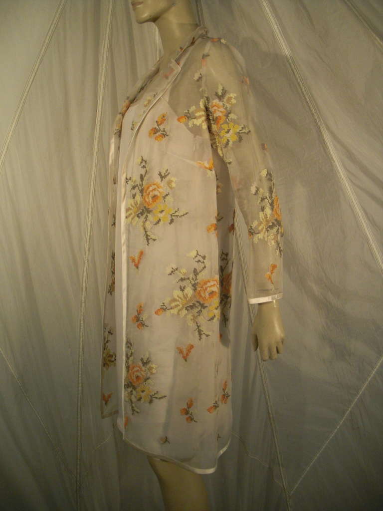 Women's 1990s Laura Biagiotti Crepe Slip Dress and Needlepoint Organza Duster