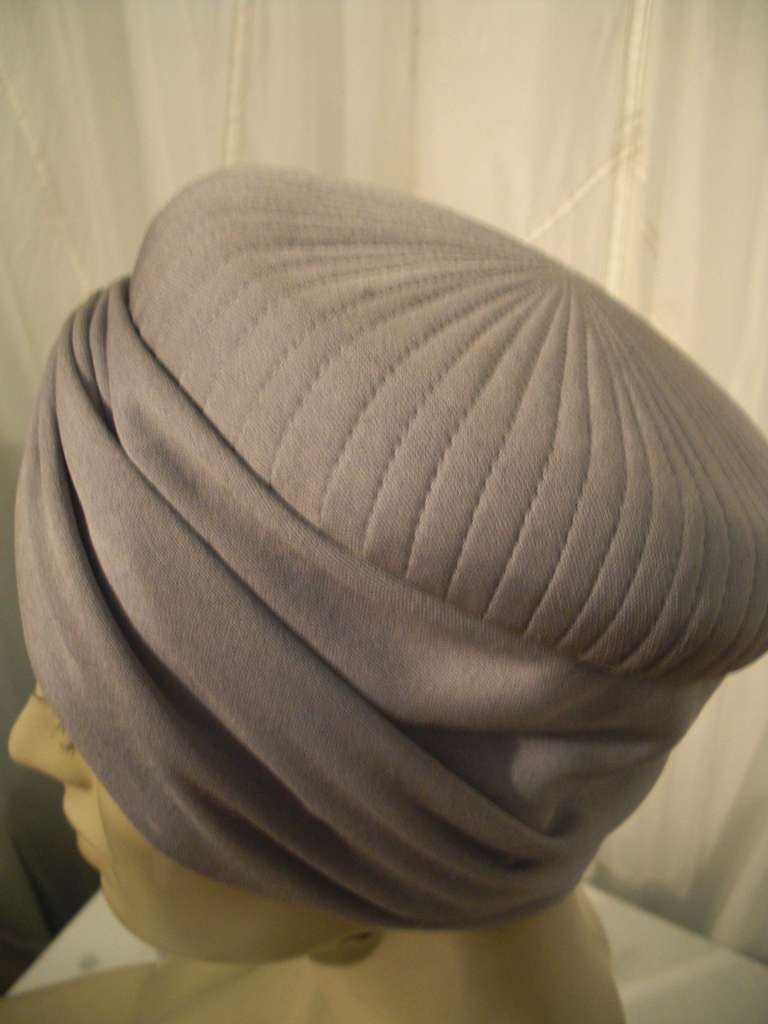 Women's 1950s Dove Grey Silk Jersey Turban Style Hat - New Old Stock