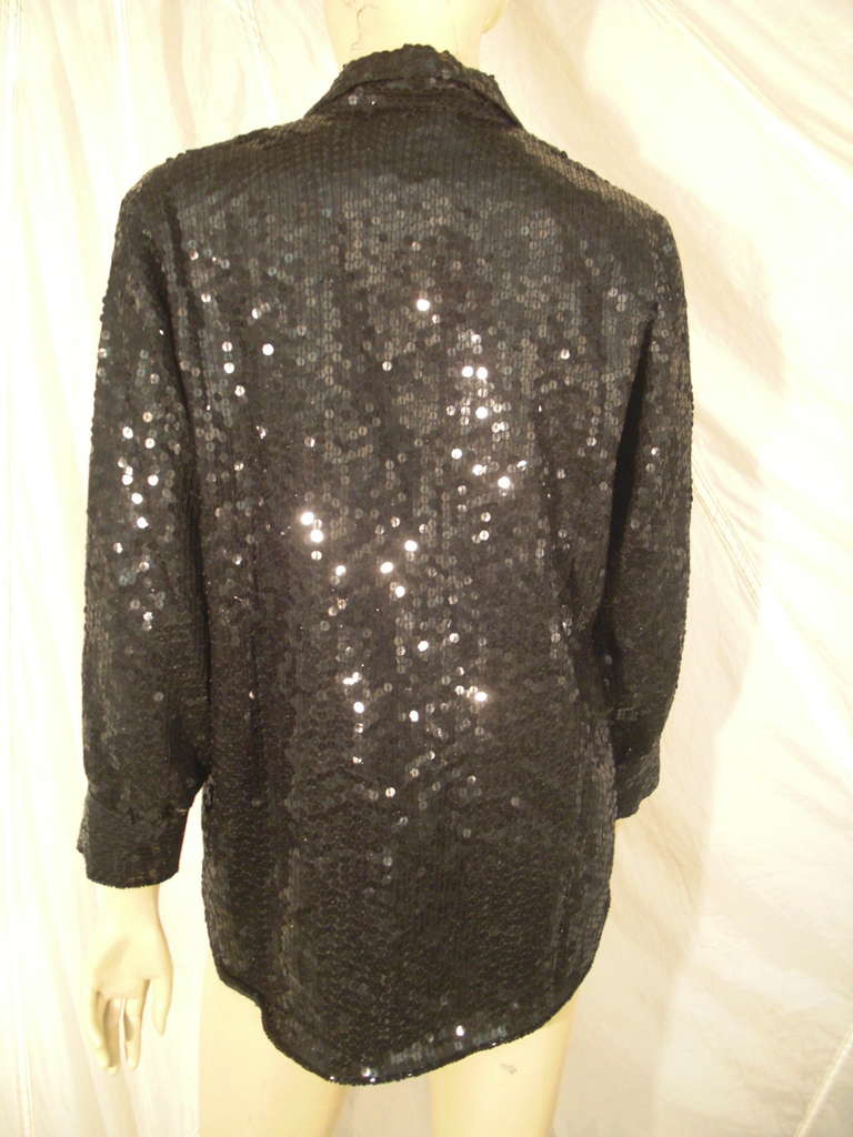 Women's 1990s Chanel Black Sequined Blouse