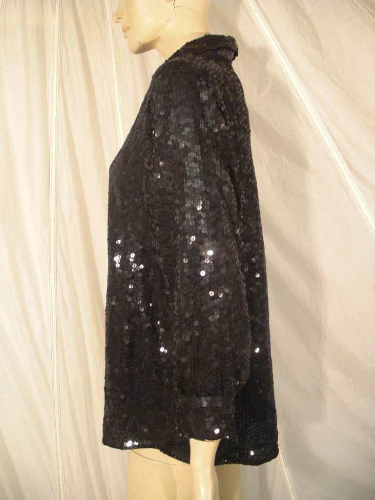 1990s Chanel Black Sequined Blouse 1