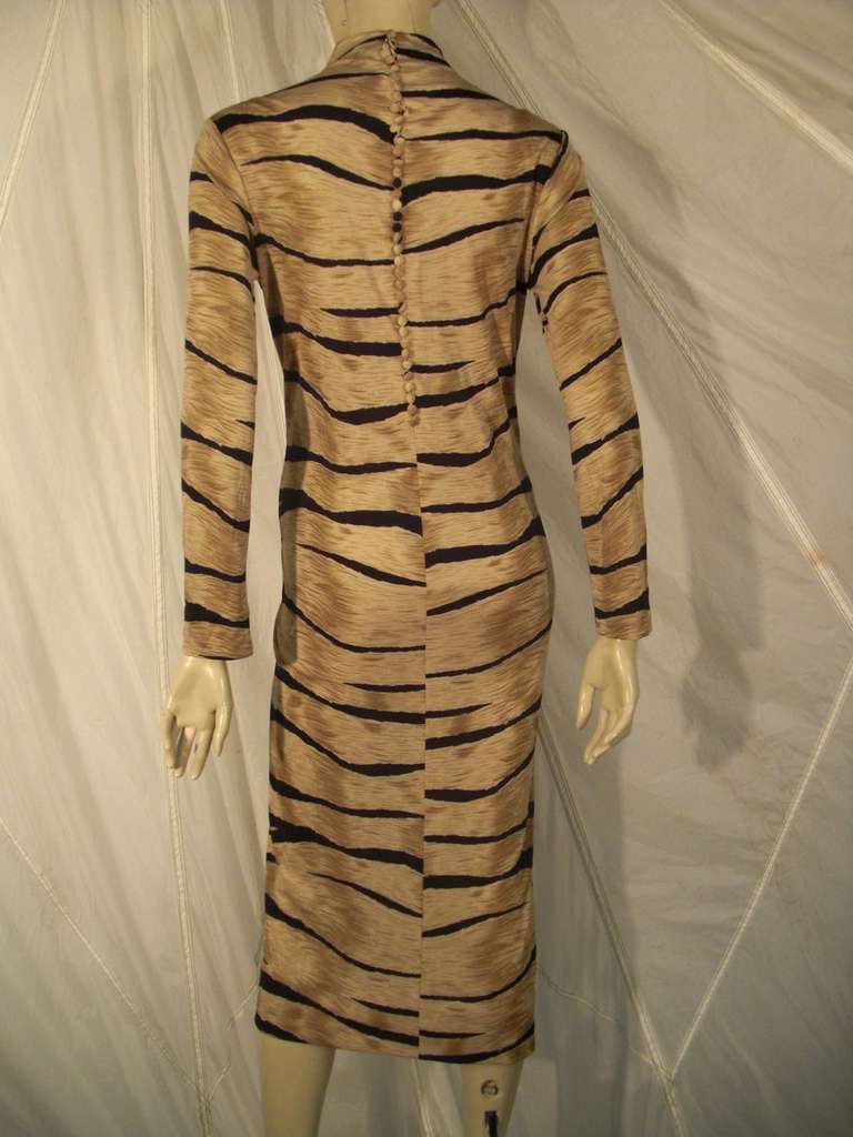 1970s La Mendola Silk Jersey Tiger Print Dress In Excellent Condition In Gresham, OR