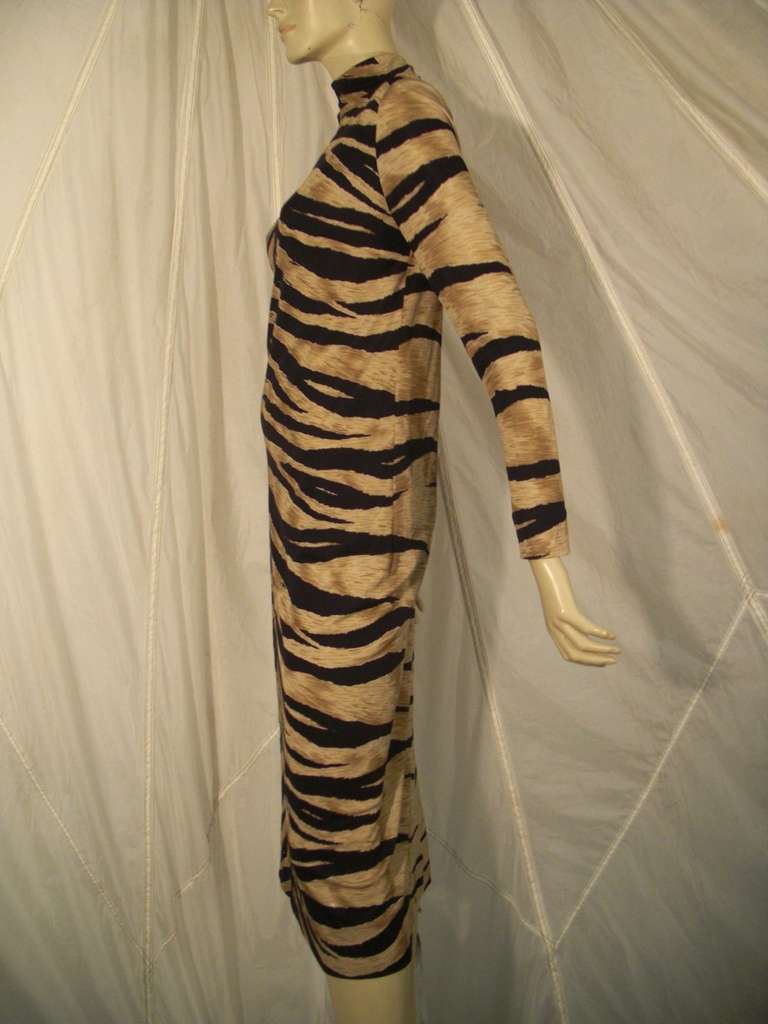 Women's 1970s La Mendola Silk Jersey Tiger Print Dress