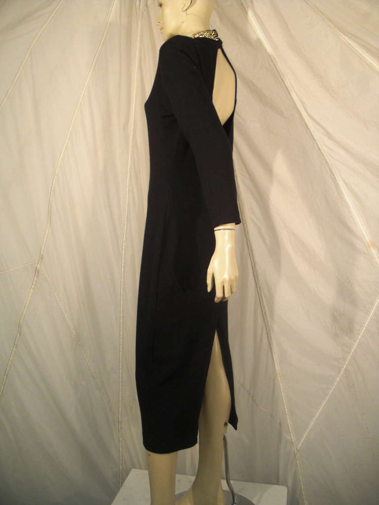 1990s Chain Link Bib Embellished Knit Dress 1