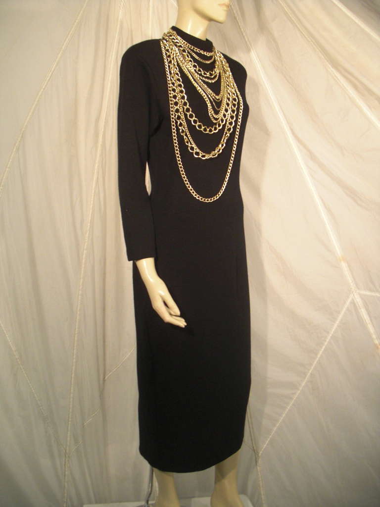 1990s Chain Link Bib Embellished Knit Dress 2