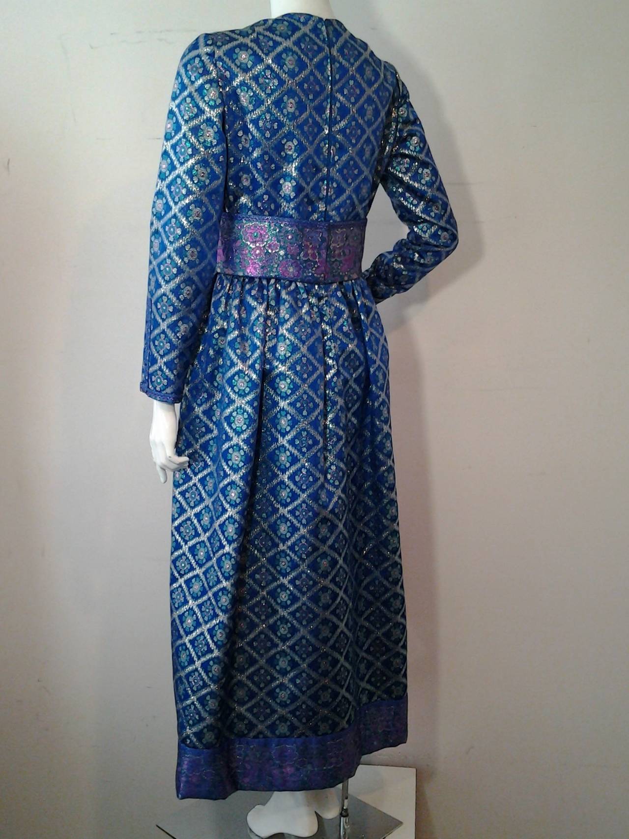 Women's 1960s Oscar de la Renta Metallic Brocade Gown w/ Obi-Inspired Sash
