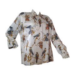 1980s Escada Silk Blouse w/ Gorgeous Falcon Print 8